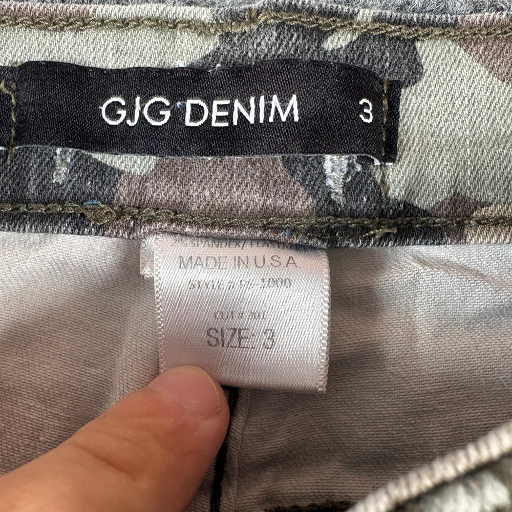 GJG Denim Camo Distressed Ripped Skinny Jeans Size 3 PS-1000 Made in USA - Picture 3 of 6